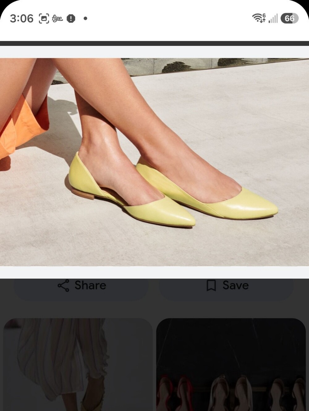 Marc Fisher Lemon LeatherYellow Pointed D'Orsay Flats Size 8.5